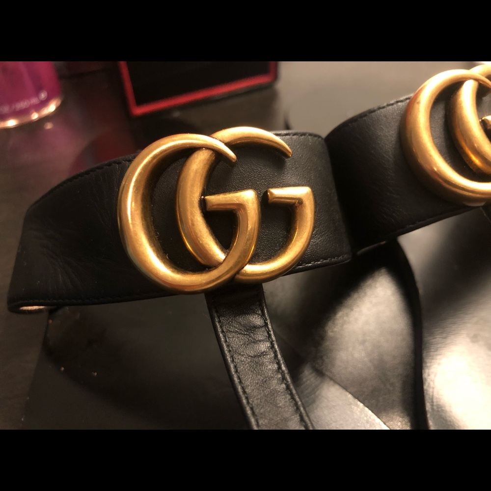 Gucci Black GG Marmont Sandals